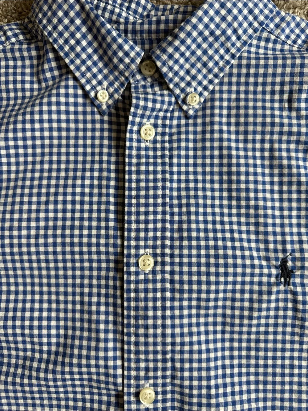 Polo Ralph Lauren Boys XL Long Sleeve Blue & White Gingham Button Down Shirt